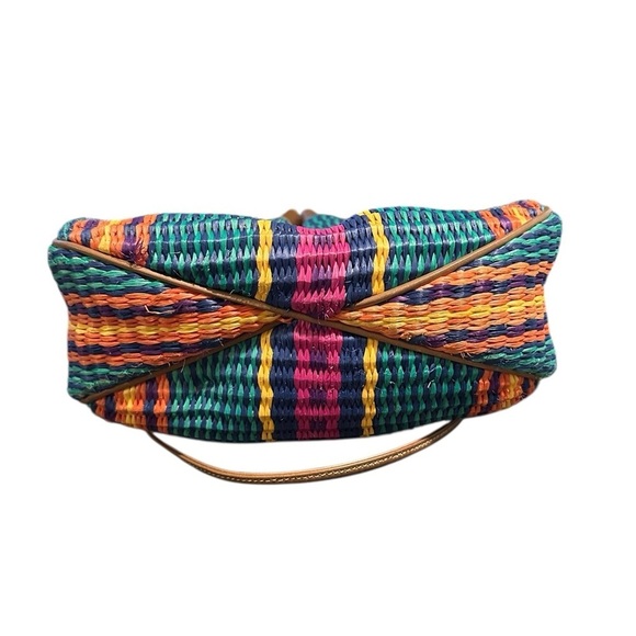 Vintage Liz Claiborne Leather Woven Bucket Bag Satchel  Shoulder Y2k Cinch - Picture 10 of 13